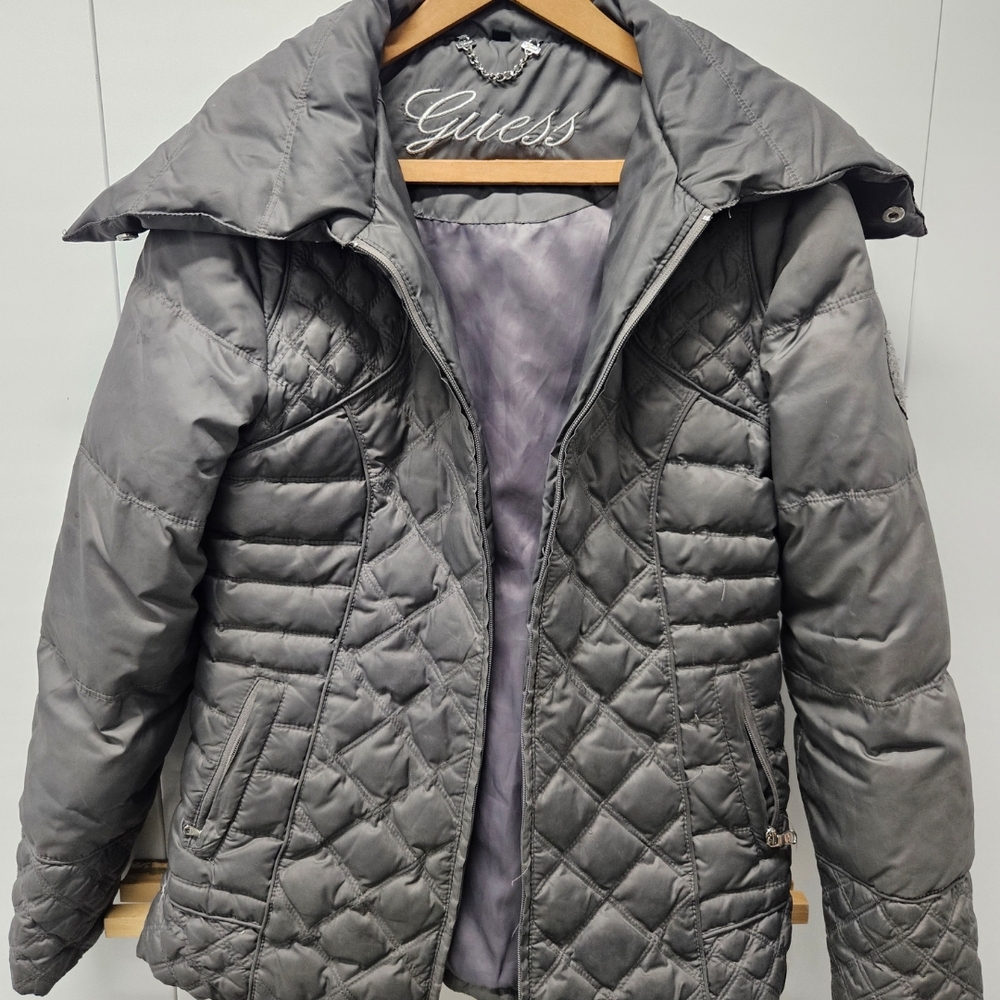 Guess Women's Charcoal Puffer Jacket